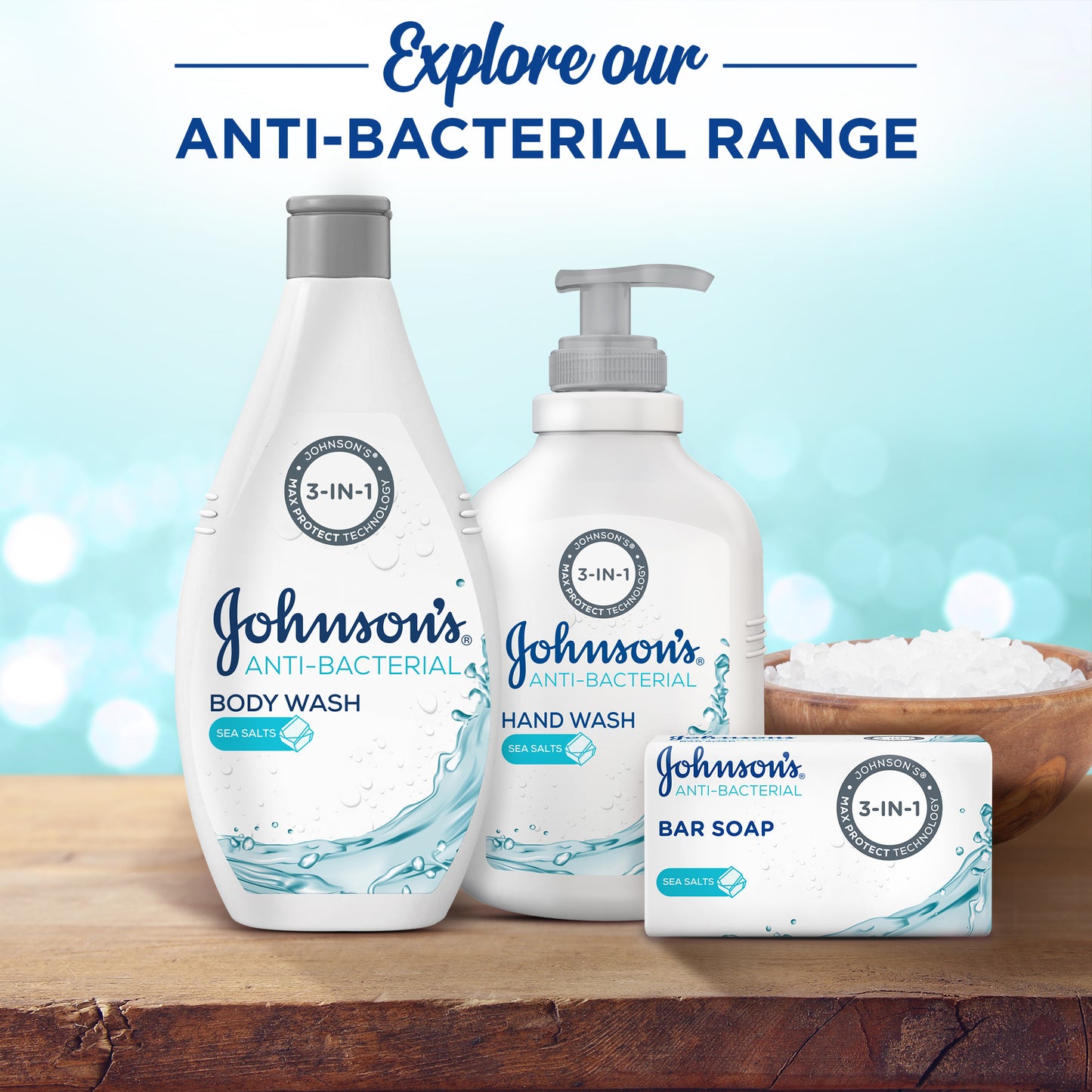 Johnson Hand Wash Anti Bacterial Seasalt 300 ml