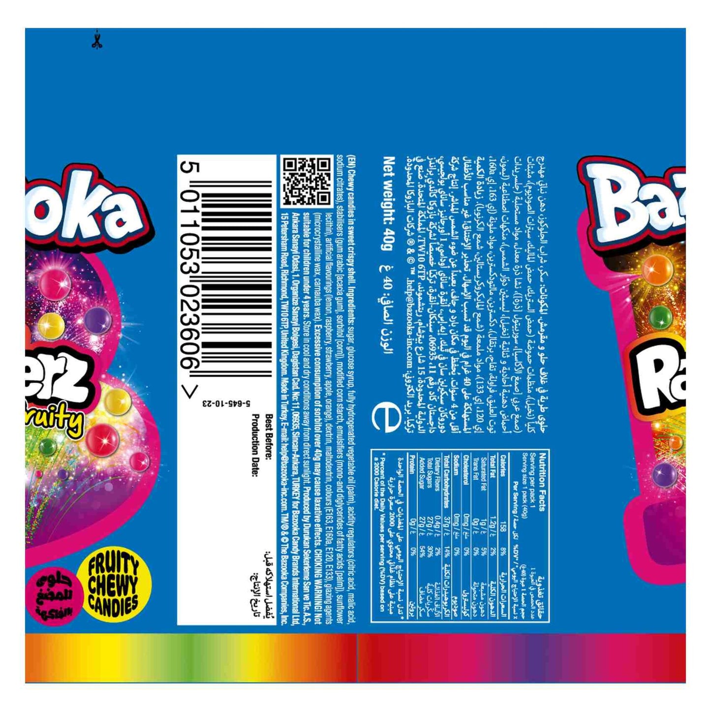 Bazooka Rattlers Fruity Chewy Candies 40g