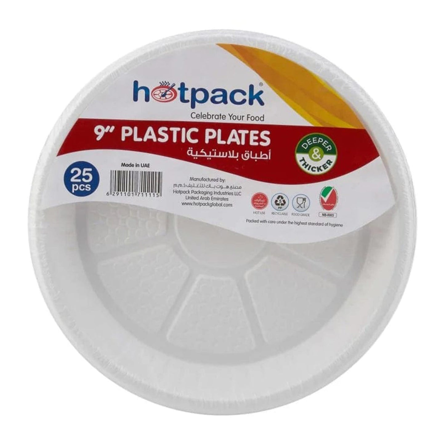 Hotpack White 9 Inch Disposable Plastic Plates 25 per pack
