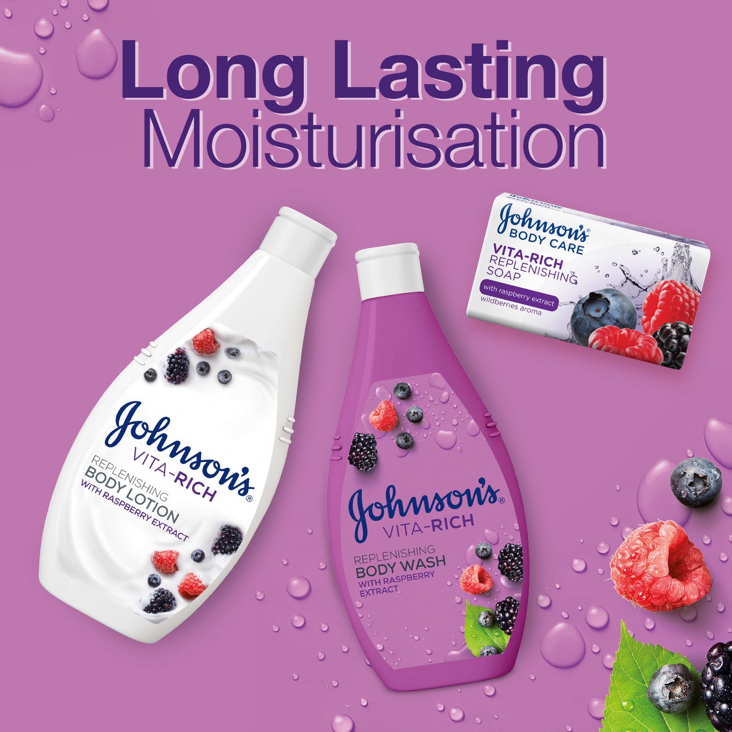 Johnson Vita-Rich Replenishing Body Wash with Raspberry Extract 400 ml