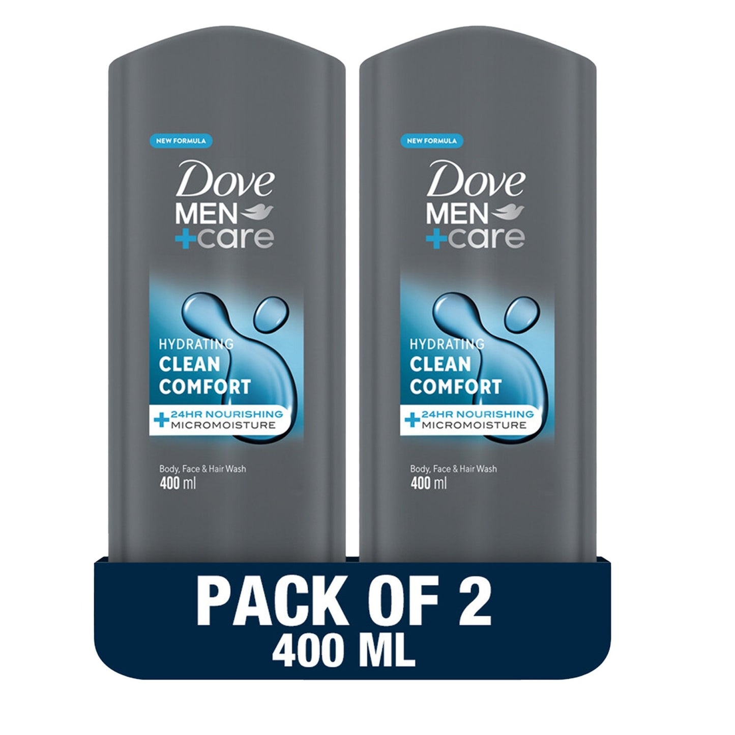 Dove Men+Care Clean Comfort for Body, Face & Hair Wash 2 X 400 Ml