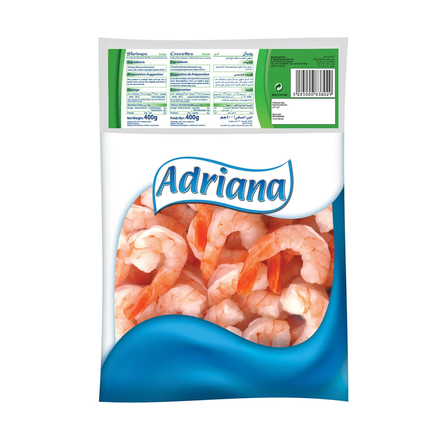 Adriana Frozen Shrimps Large 400 gr