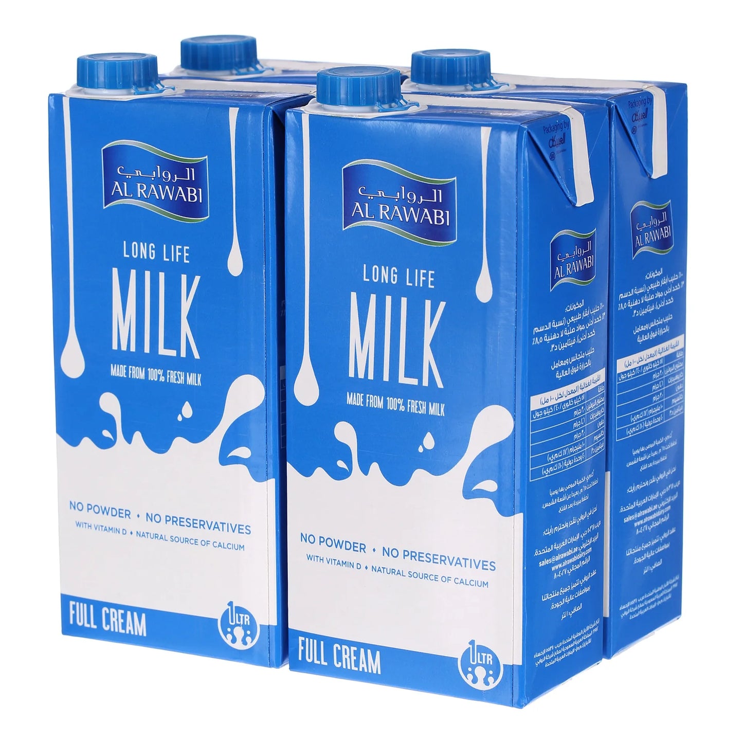Al Rawabi Long Life Milk Full Cream 4 x 1 Litre