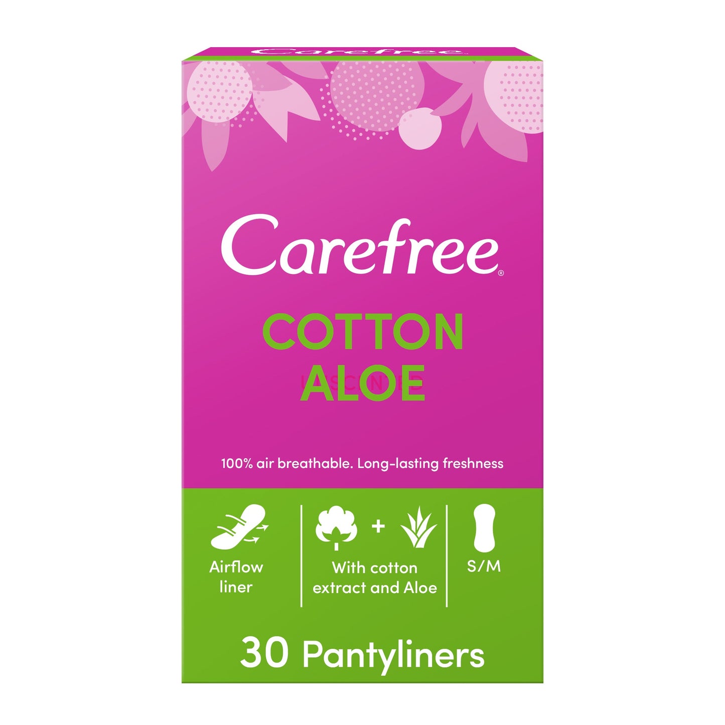Carefree Breathable Cotton Panty Liners With Cotton & Aloe Extract 30 Pcs