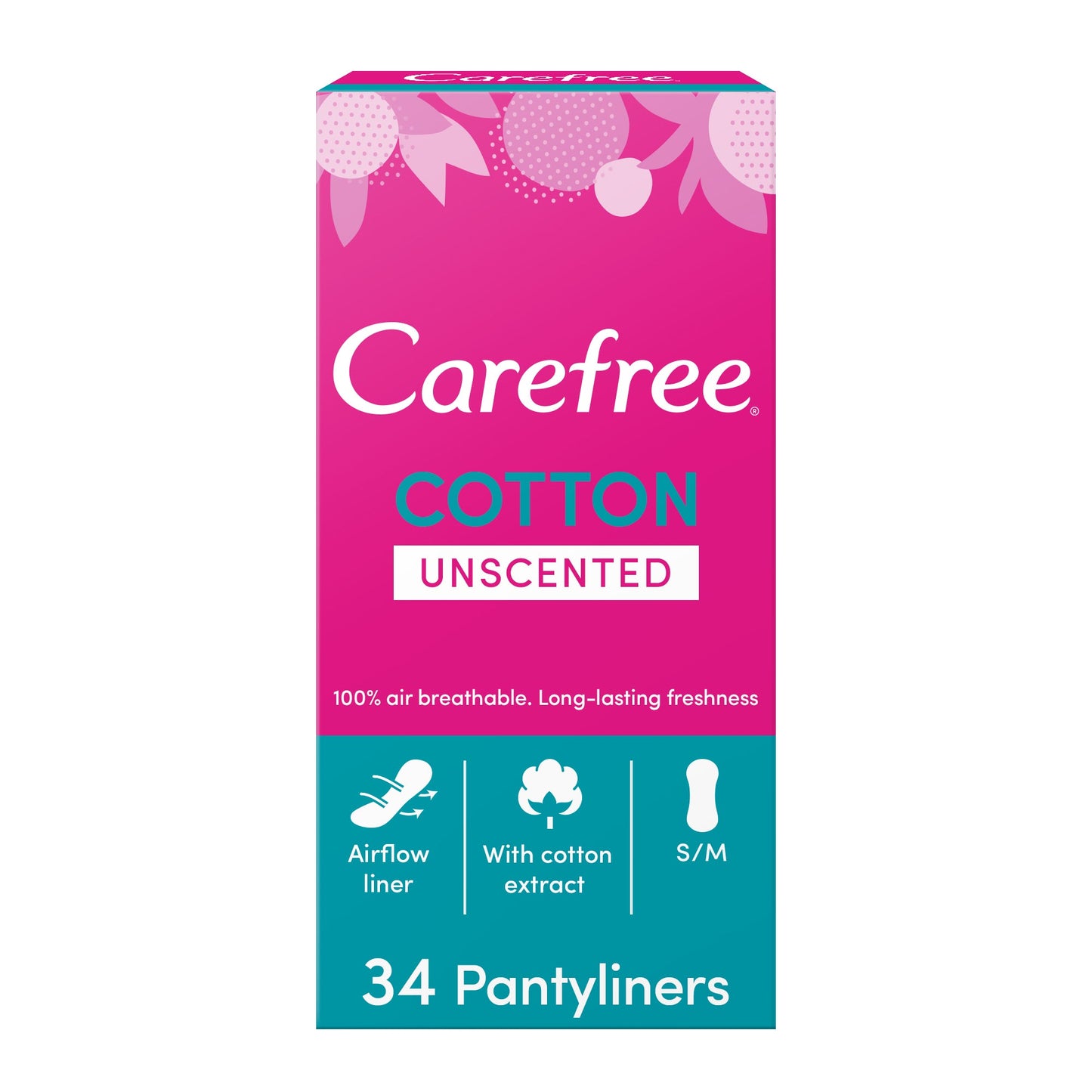 Carefree Breathable Unscented Pantyliners 34 Pcs