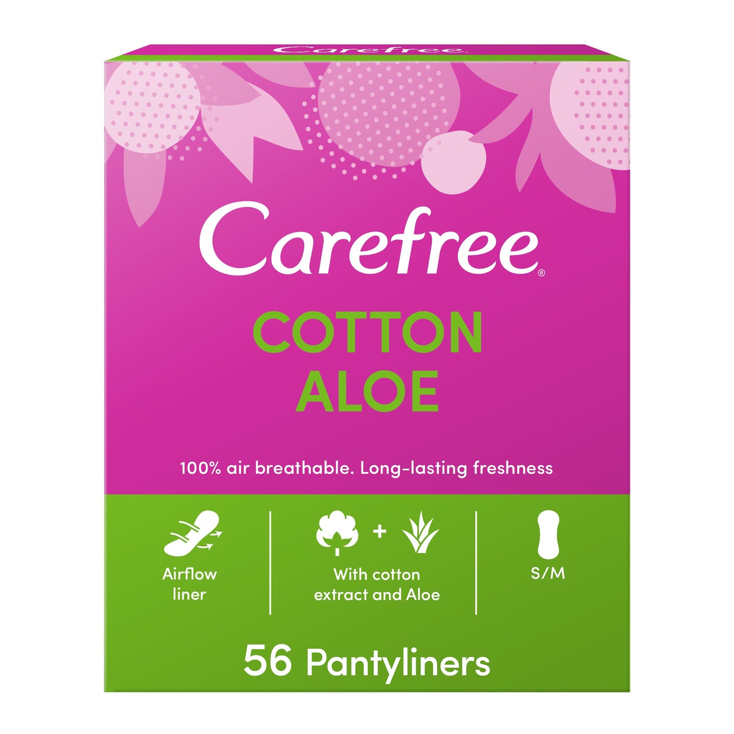 Carefree Daily Panty Liners with Cotton Extract and Aloe Vera 56 Pcs