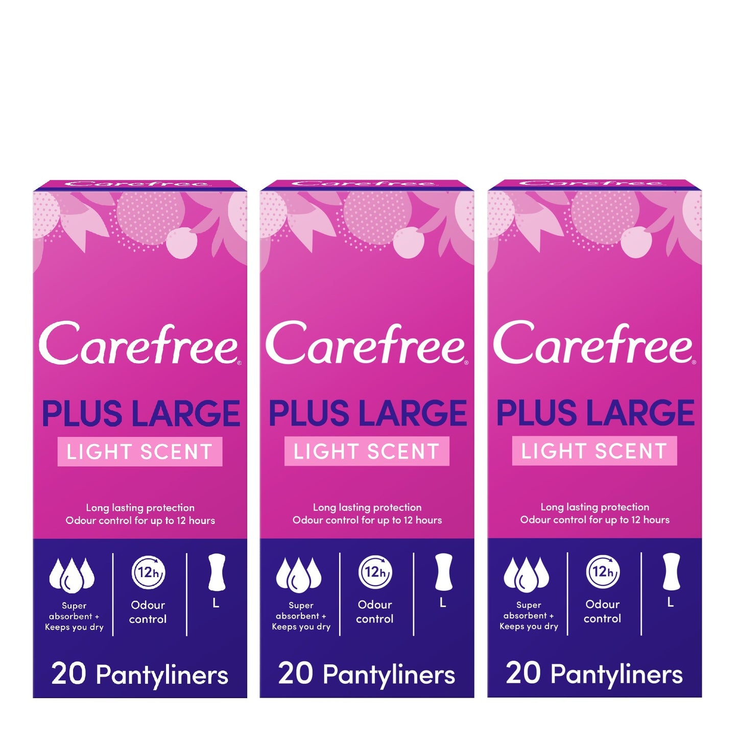 Carefree Maxi Unscented Pantyliners 20Nos Tri Pack