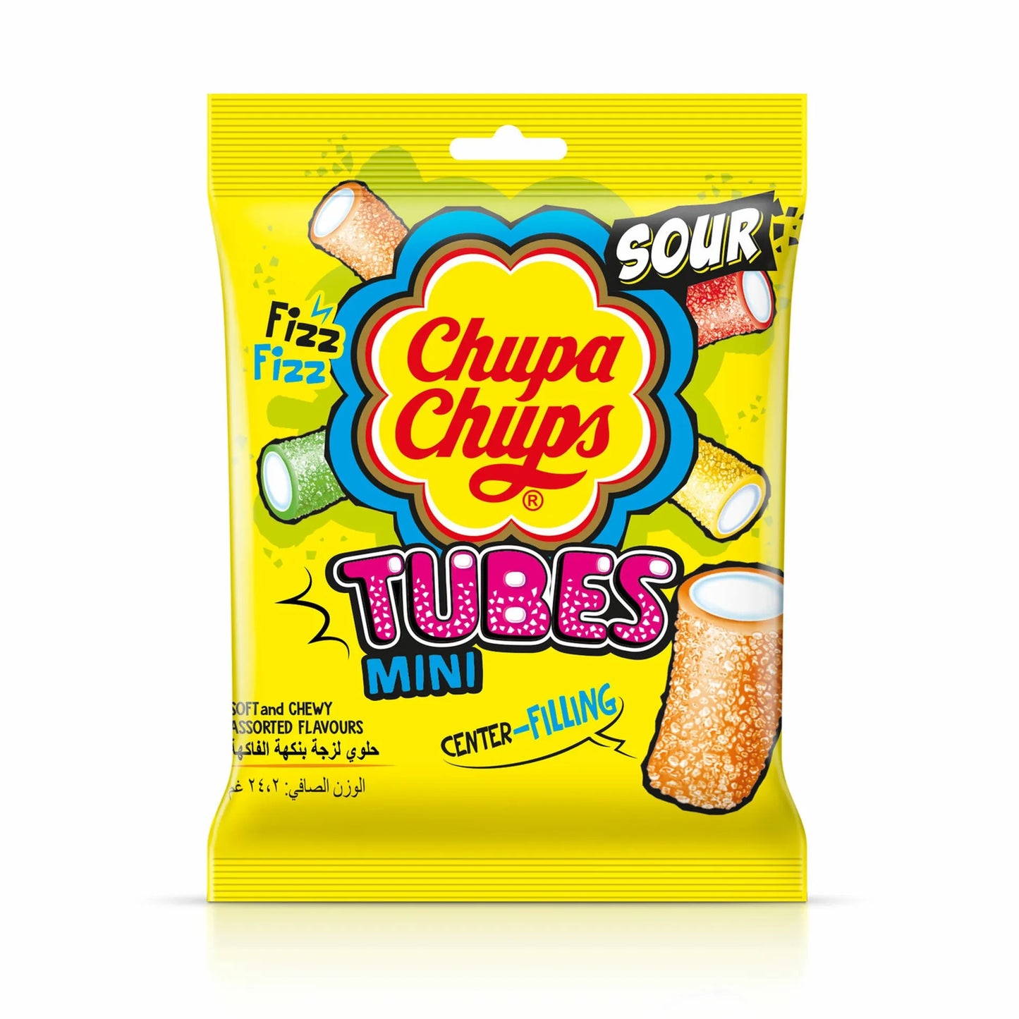 Chupa Chups Sour Mini Tubes Candies with Filling Assorted 85.5 gr