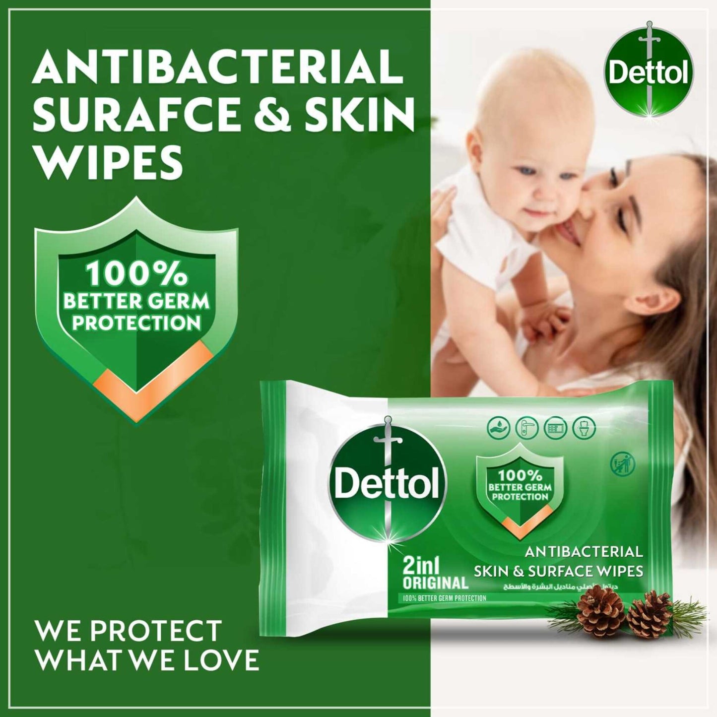 Dettol Original Antibacterial Skin Wipes - alcohol free 40 wipes
