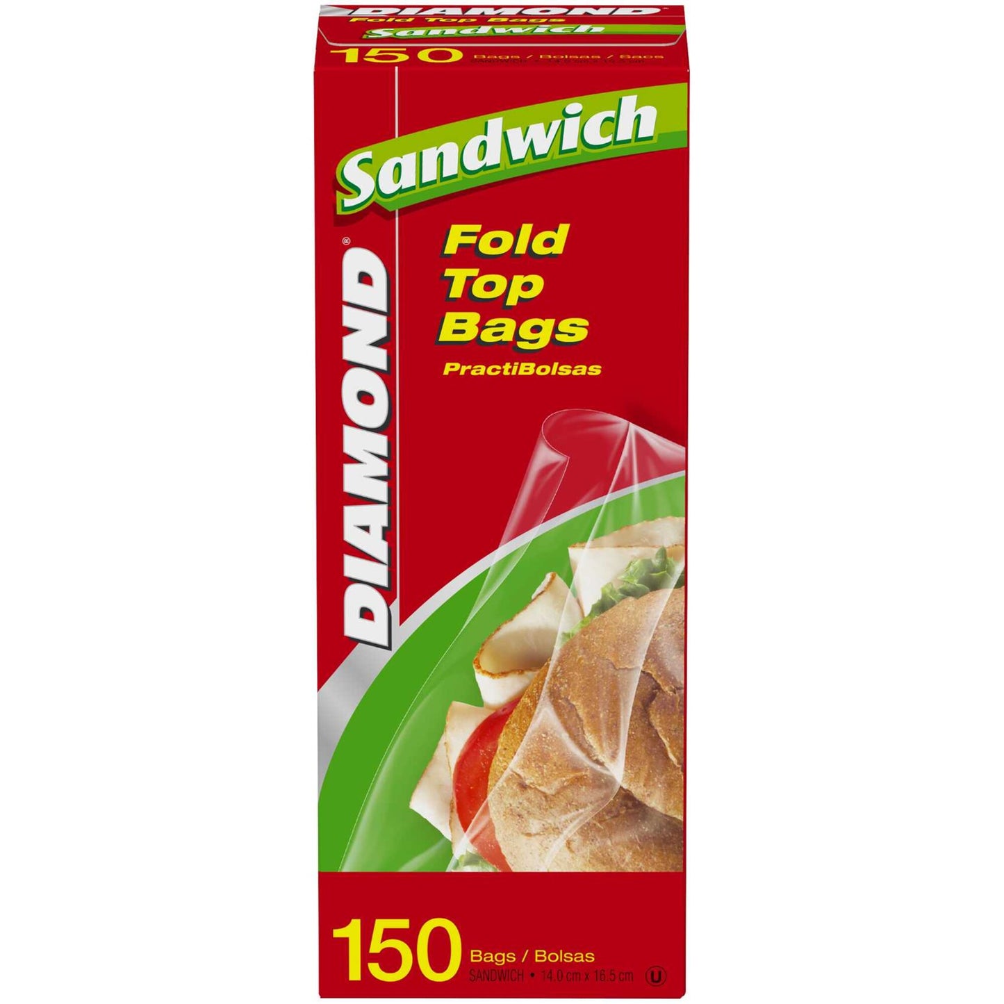 Diamond Fold Top Sandwich Bags (14x16.5cm) 150 per pack
