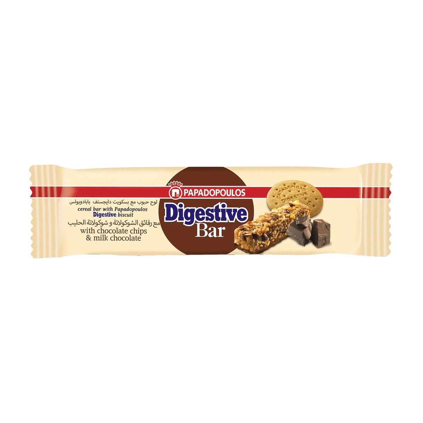 Digestive Cereal Bar with Chocolate Chips & Milk Chocolate 28 gr
