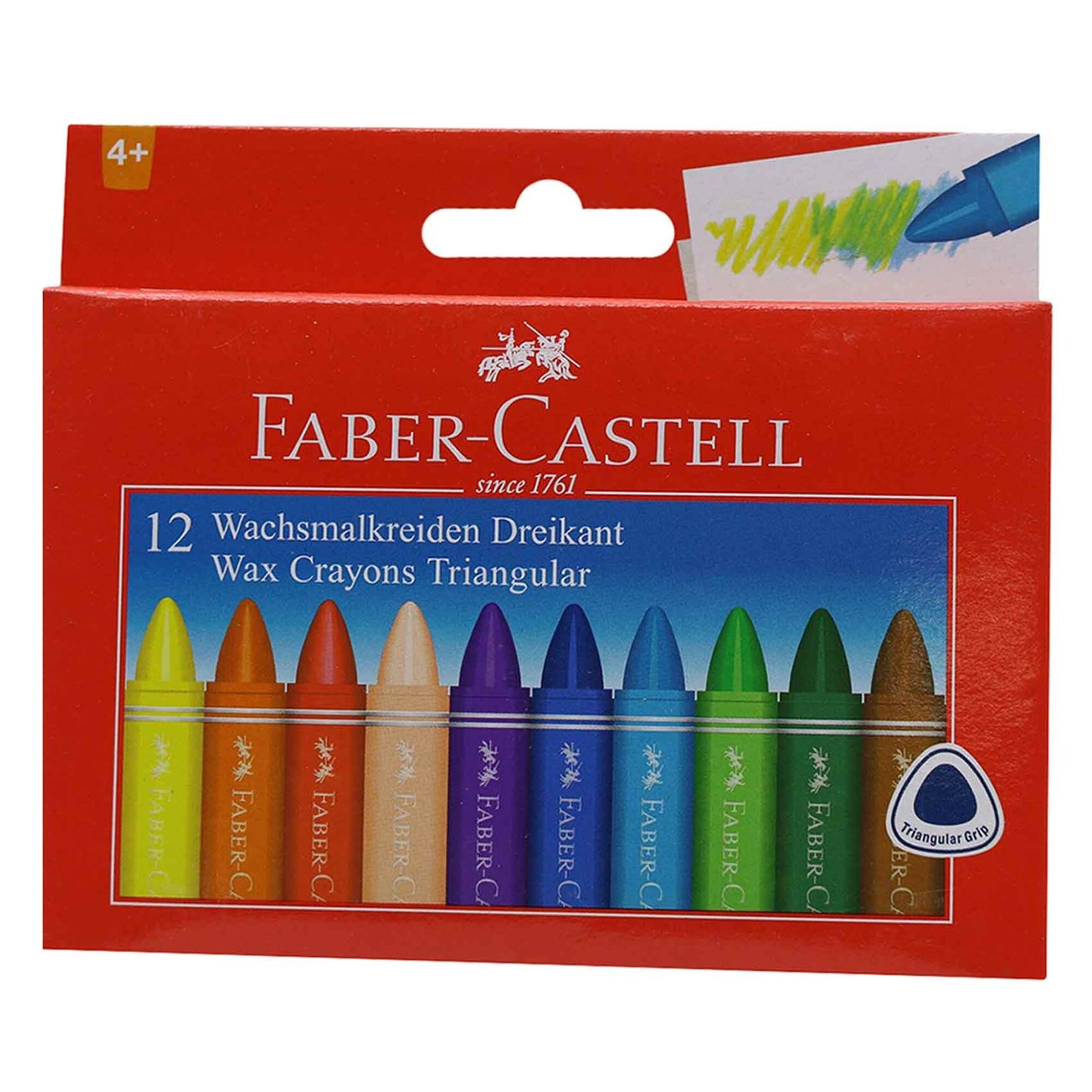 Faber-Castell Assorted Triangular Wax Crayons 12 per pack