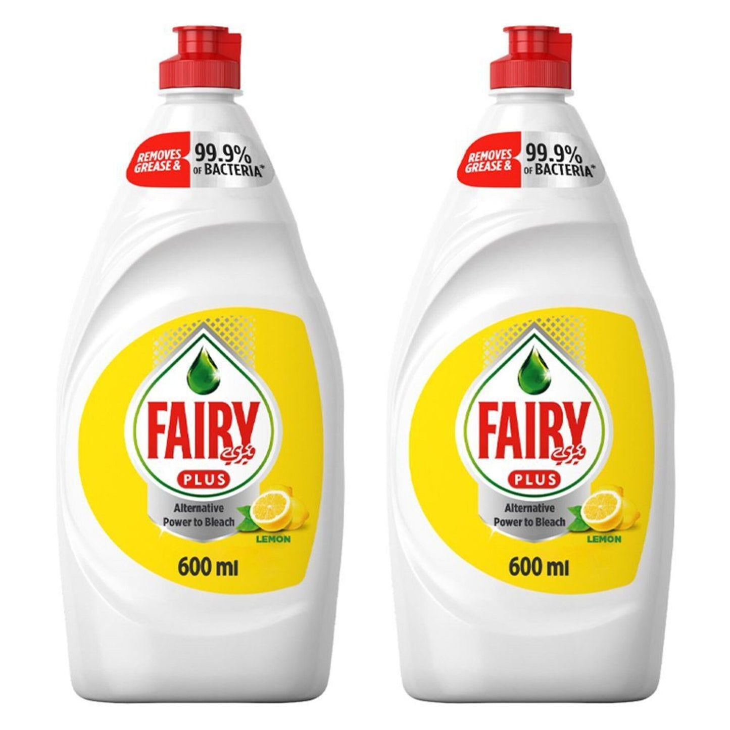 Fairy Plus Dishwashing Liquid Lemon Scent 2 x 600 ml