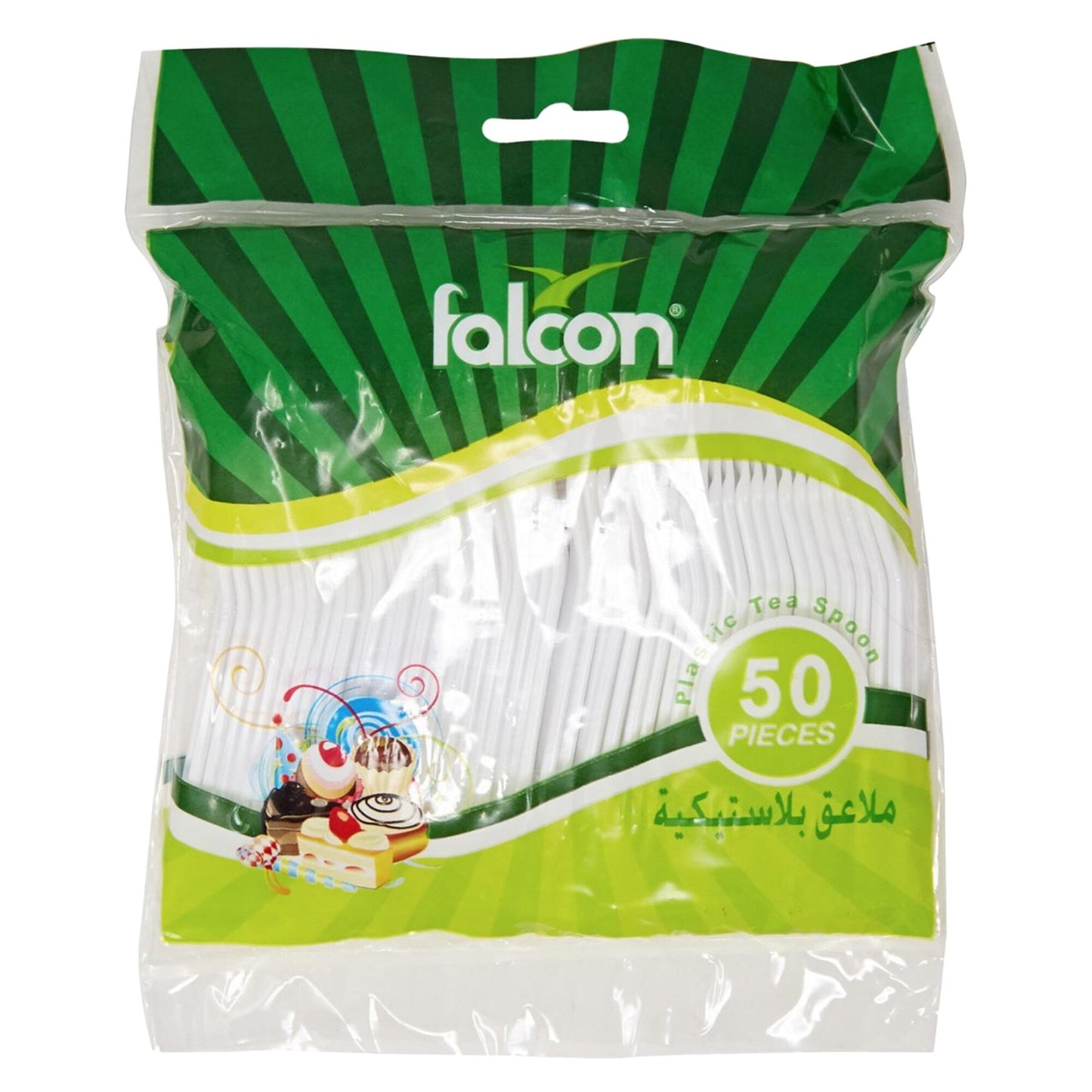 Falcon White Disposable Plastic Teaspoons 50 per pack