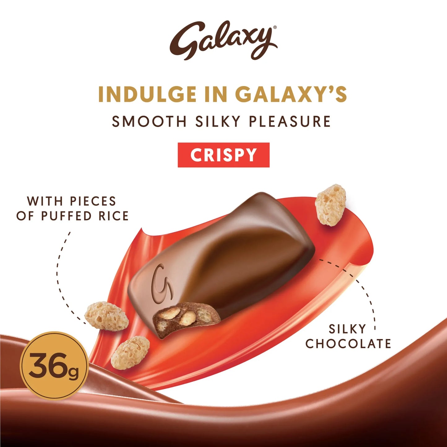 Galaxy Crispy Milk Chocolate Bar with Puffed Rice Pieces 36 gr