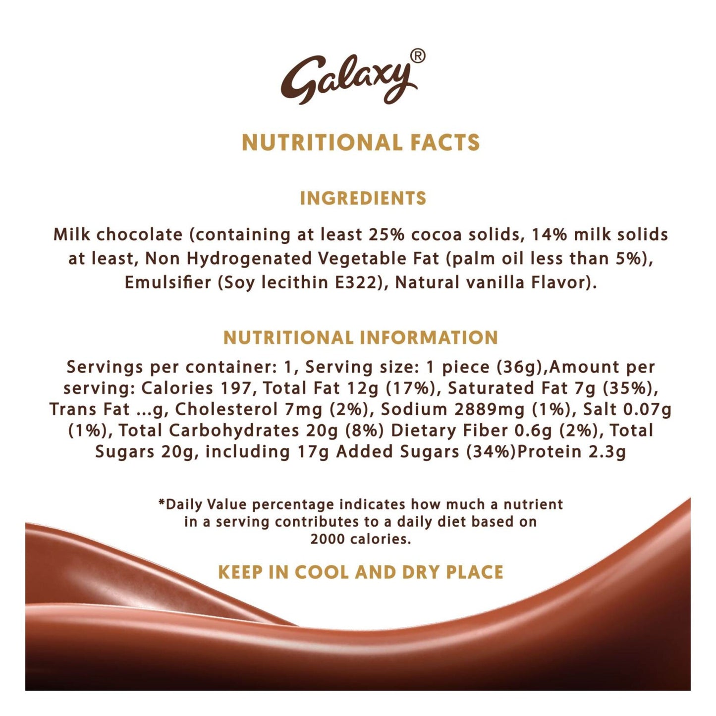 Galaxy Smooth Milk Chocolate Bar 36 gr