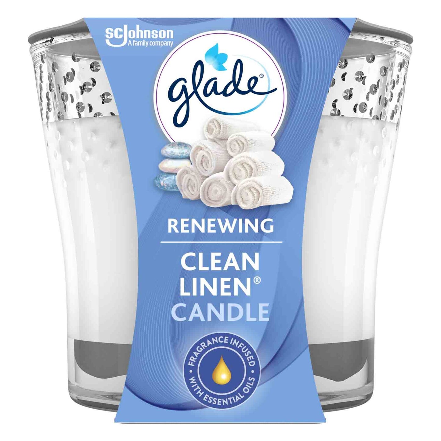 Glade Scented Candle, Renewing Clean Linen, 96g