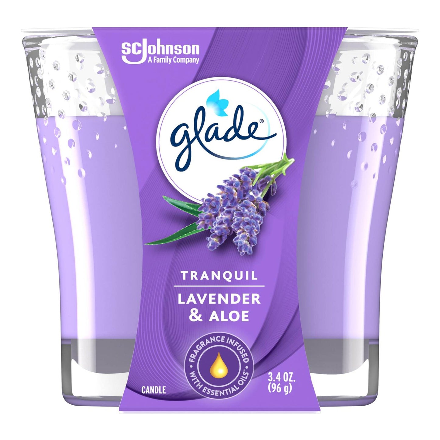 Glade Scented Candle, Tranquil Lavender & Aloe, 96g