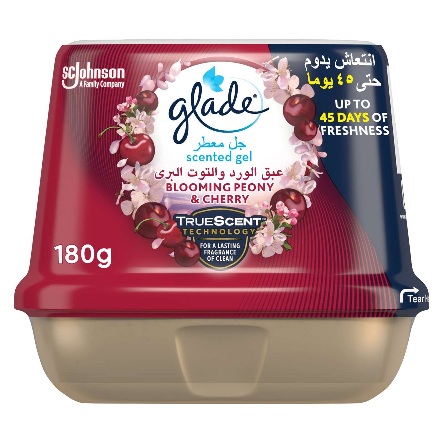 Glade Scented Gel Air Freshener, Blooming Peony & Cherry, 180g