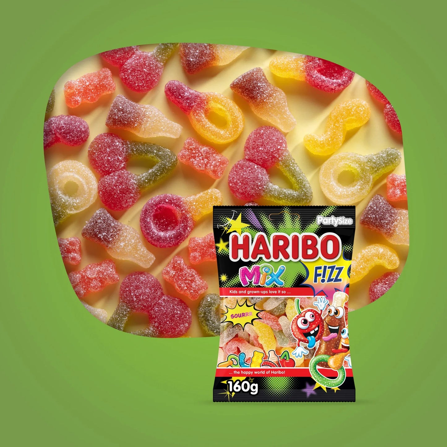 Haribo Fizz Mix Sour Gummies 160 gr