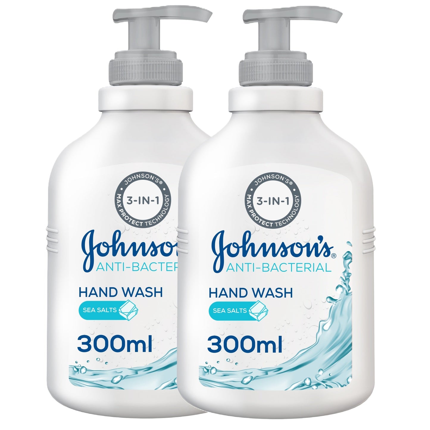 Johnson's Antibacterial Hand Wash Sea Salt 300ml Twin Pack
