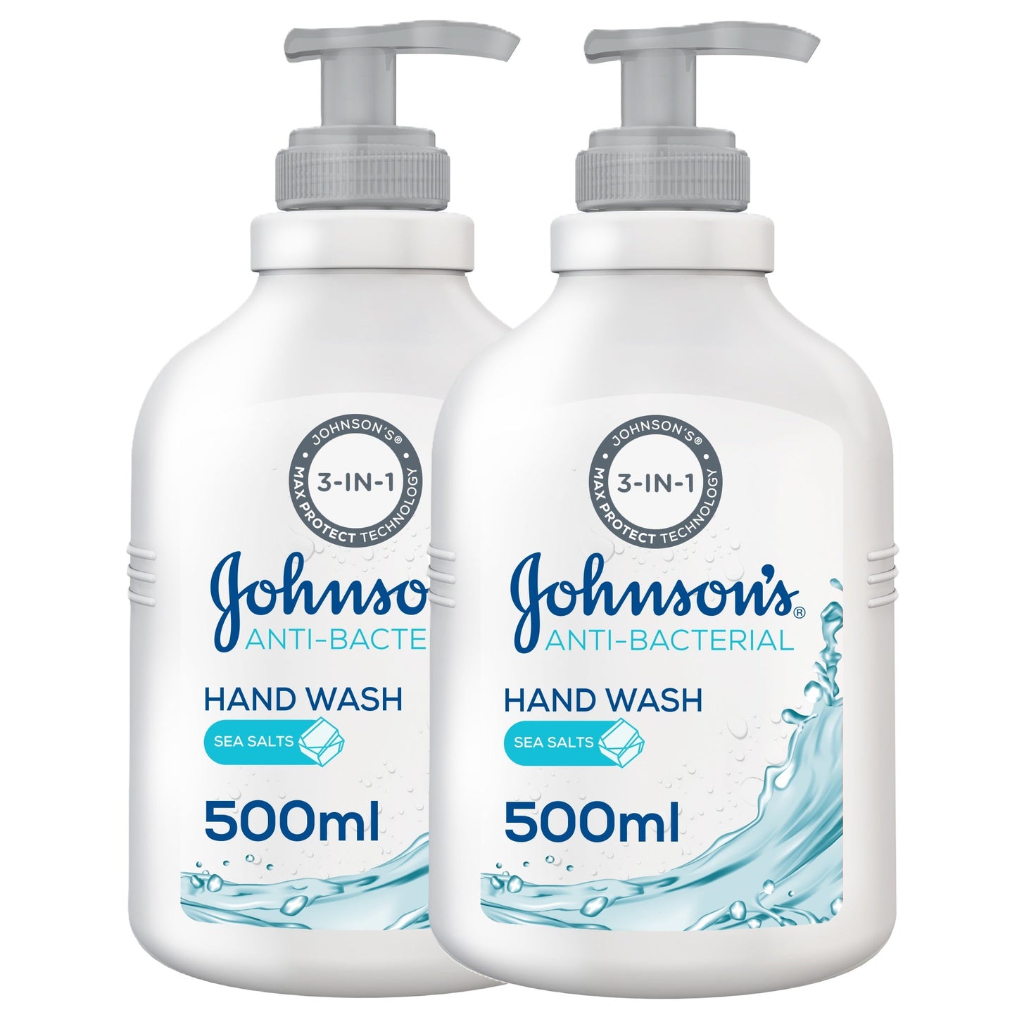 Johnson's Antibacterial Hand Wash Sea Salt 500ml Twin Pack