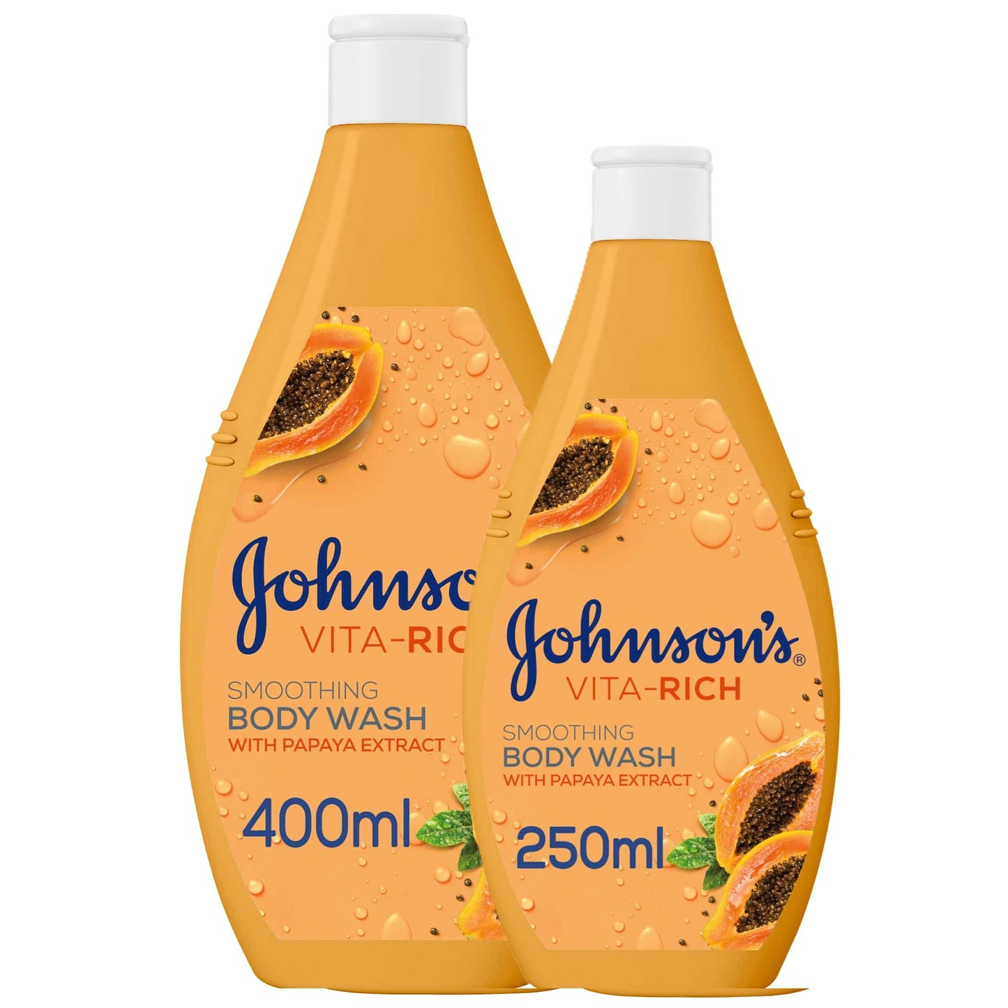 Johnson's Vita-Rich Smoothing Body Wash with Papaya Extract 400ml+ 250ml