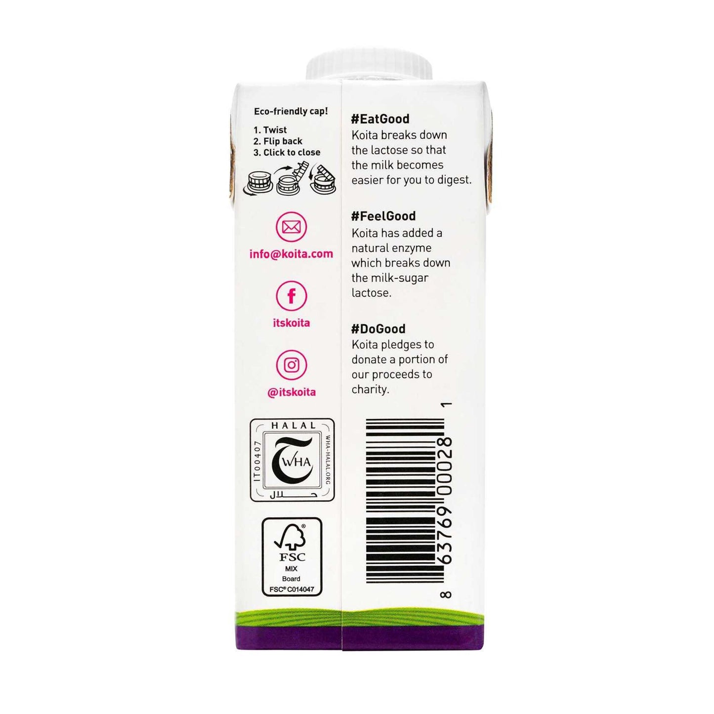 Koita Lactose Free Low fat Milk Vitamin A and D3 added 200ml