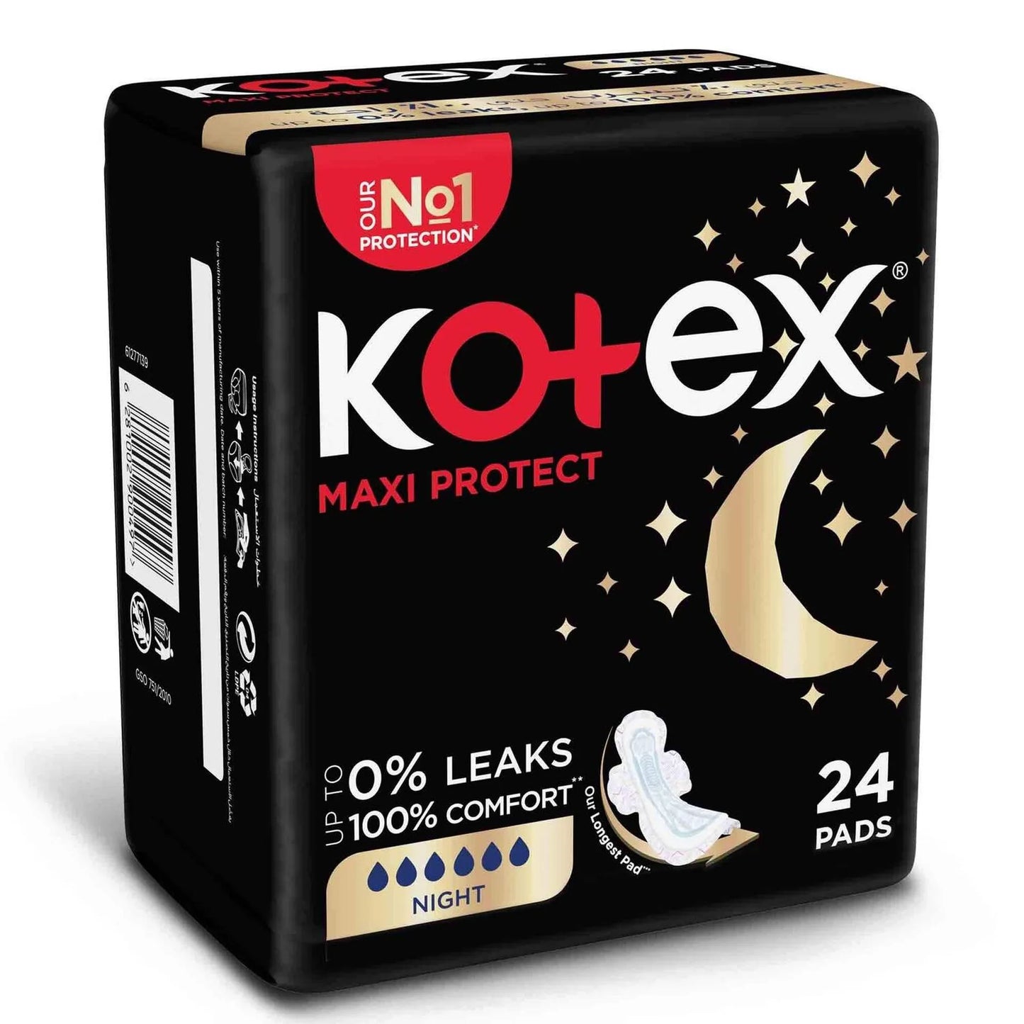 Kotex Maxi Protect Night Pads with Wings 24 per pack