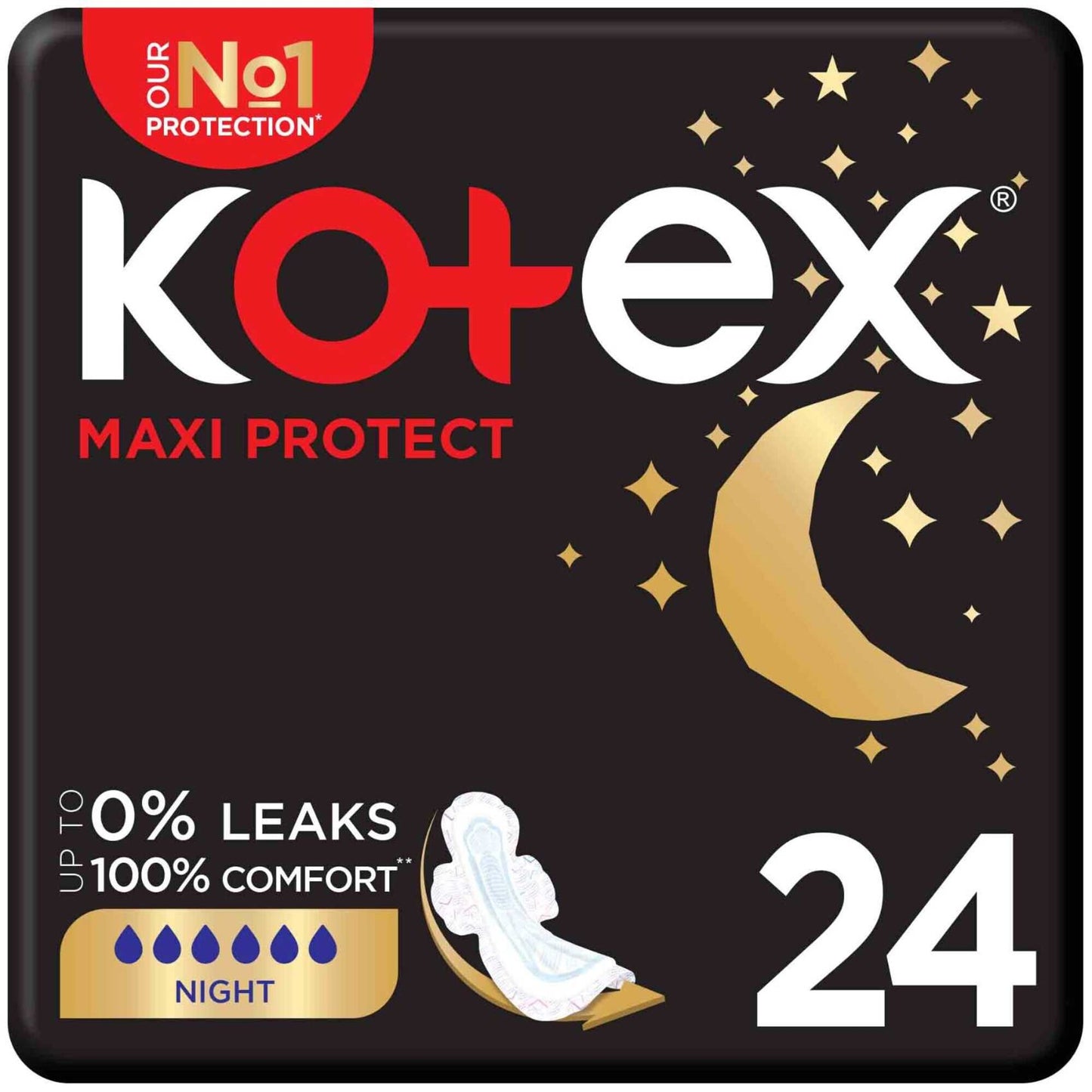 Kotex Maxi Protect Thick Pads Overnight Protection Sanitary Pads With Wings 24 Sanitary Pads