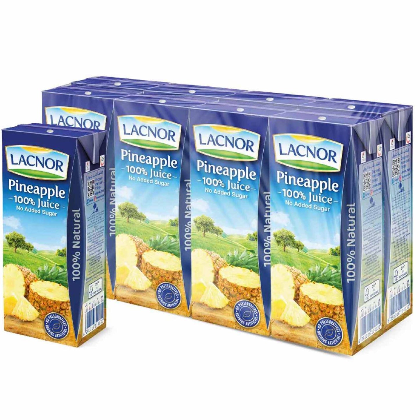 Lacnor Essentials Long Life Pineapple Juice - artificial color free 8x180 ml
