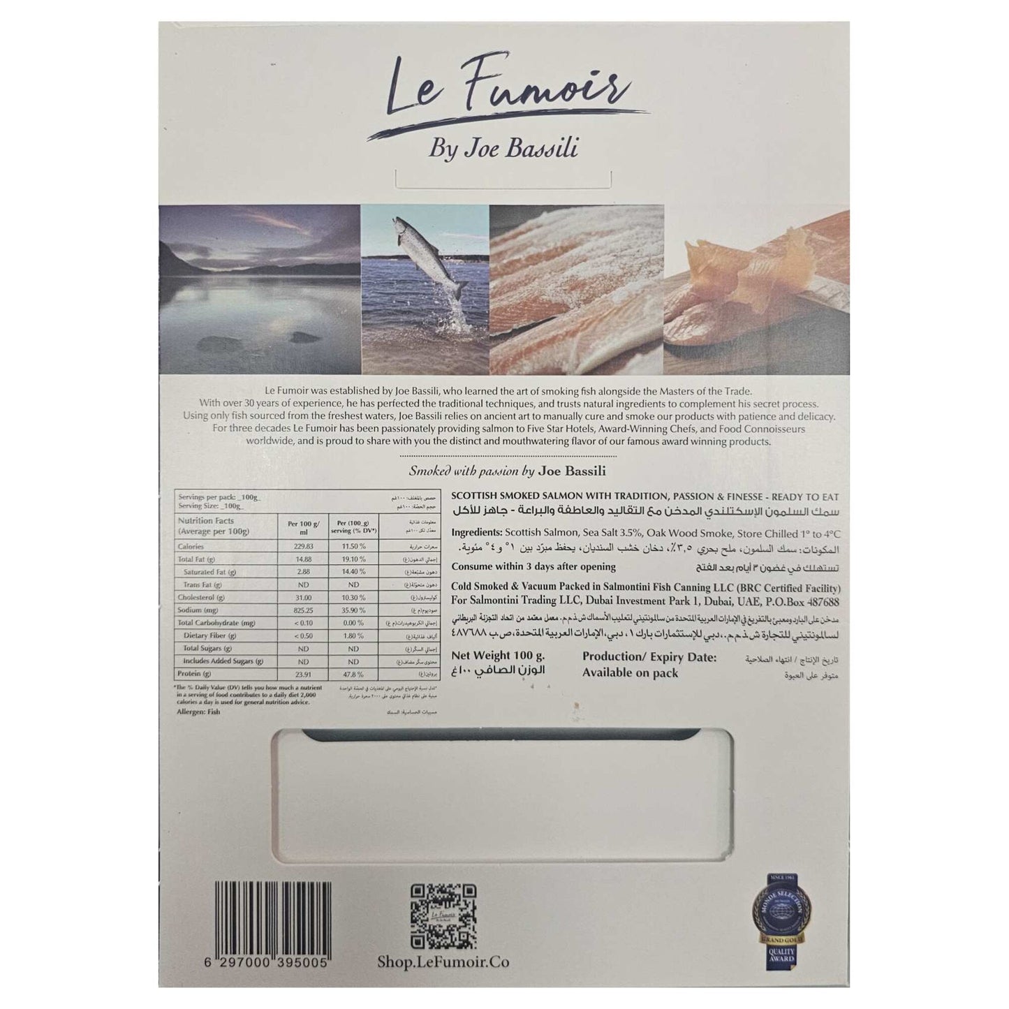 Le Fumoir Hand Sliced Scottish Smoked Salmon 100 gr