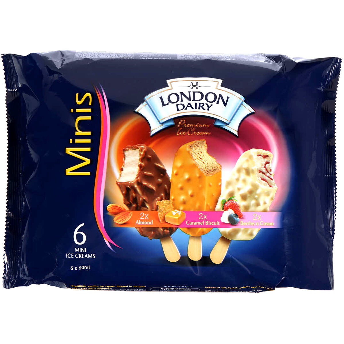 London Dairy Mini Almond Caramel Biscuit and Berries 6 x 60 ml