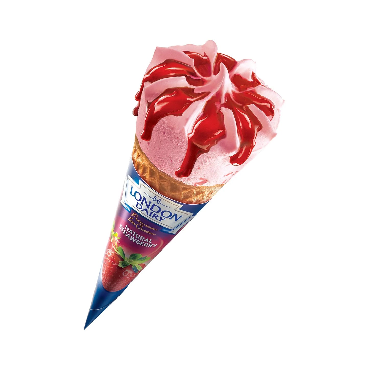 London Dairy Natural Strawberry Ice Cream Cone 120ml
