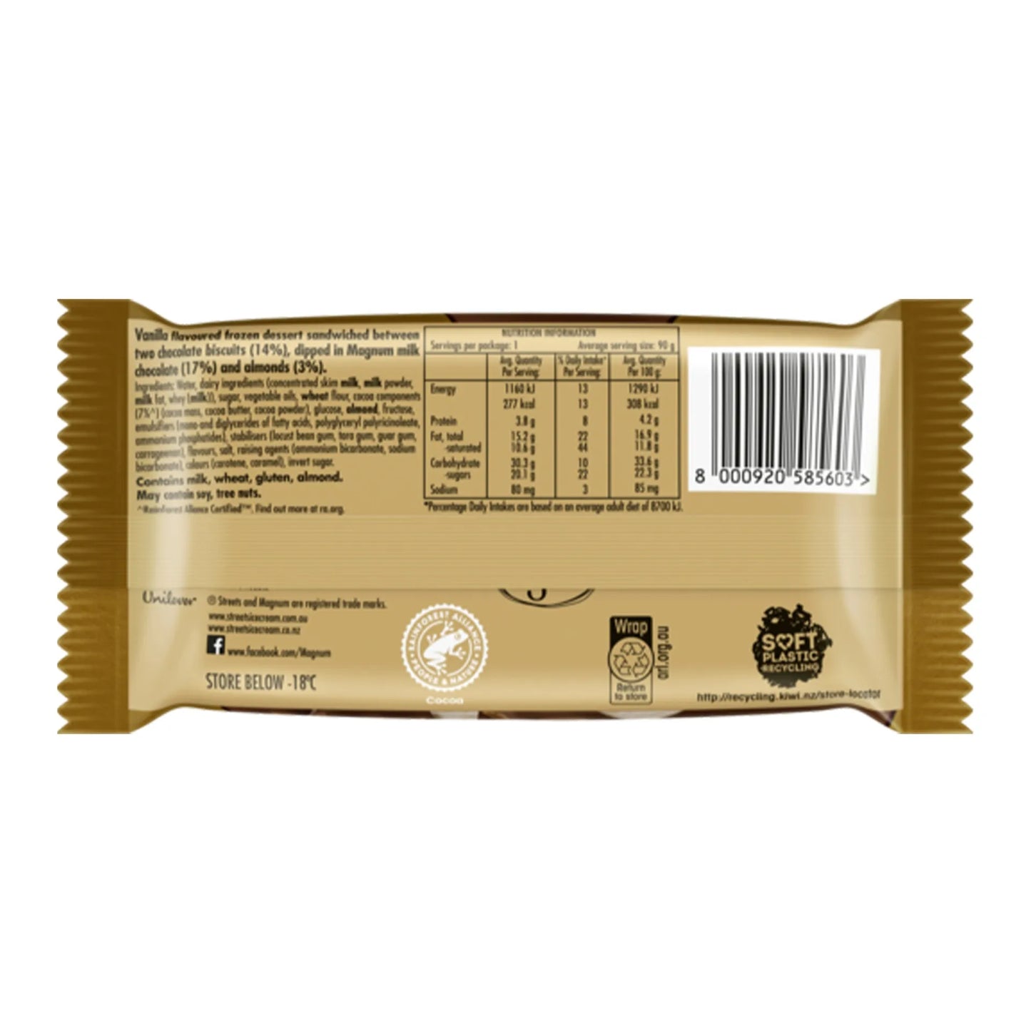 Magnum Chocolate Ice Cream Sandwich with Almonds 140 ml