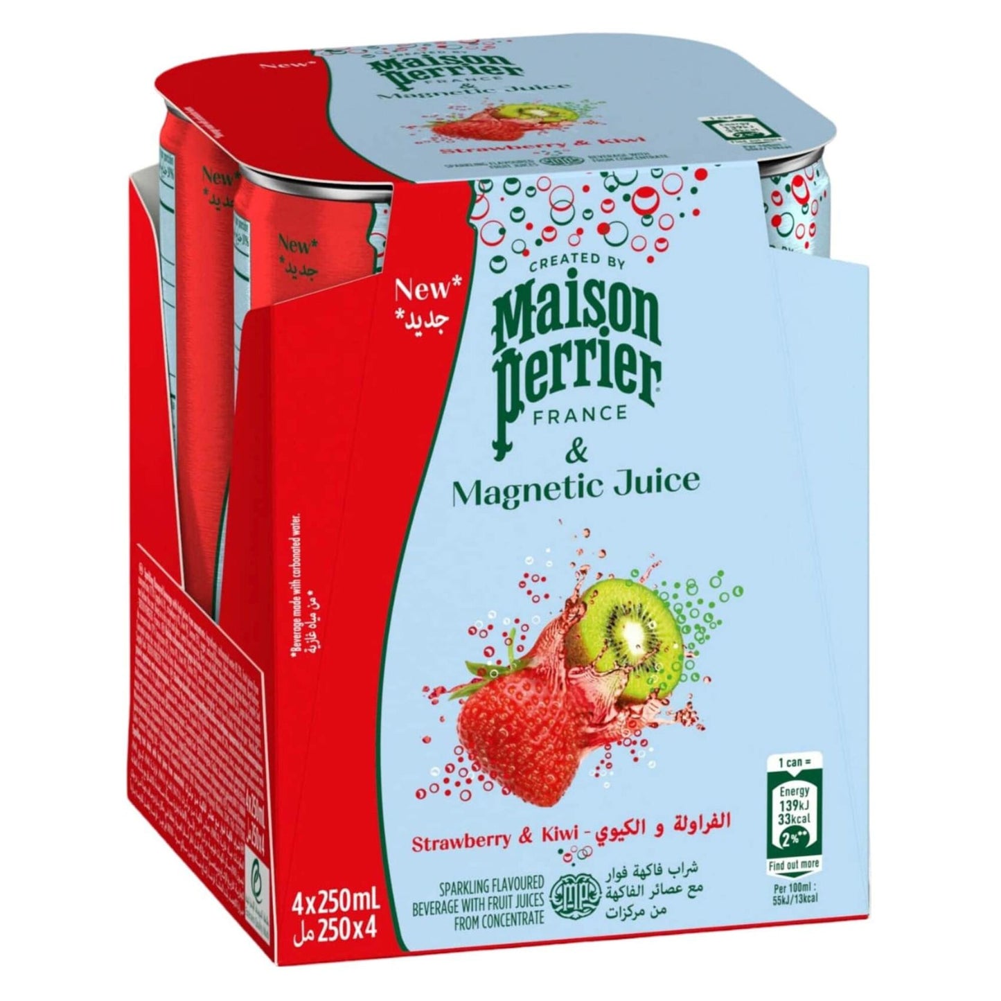 Maison Perrier Magnetic Juice Sparkling Water Strawberry & Kiwi 4x250 ml