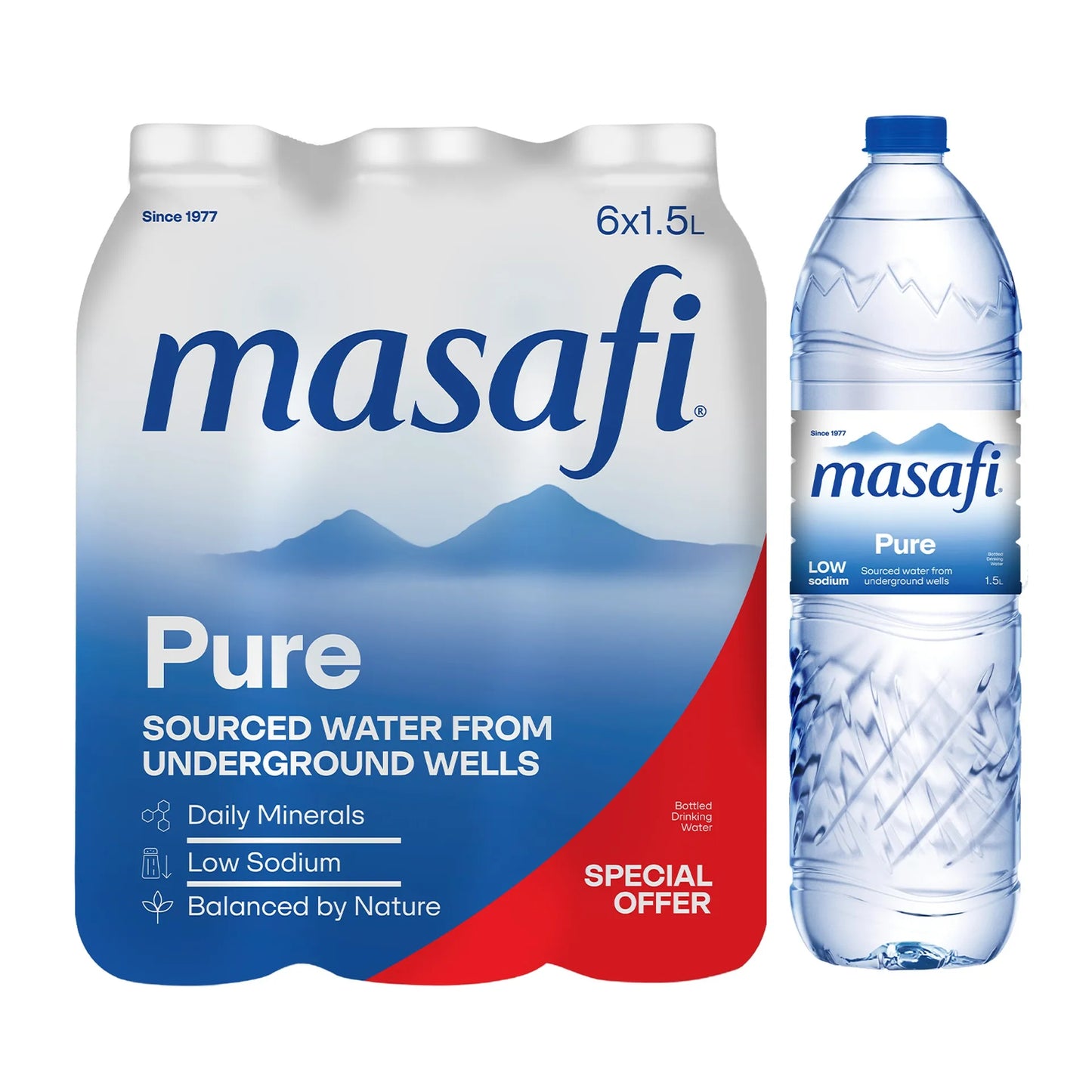 Masafi Pure Mineral Water 6x1.5 L - low sodium