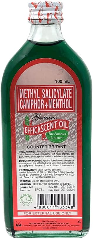 Methyl Salicylate Camphor and Menthol Efficascent Oil 100 ml