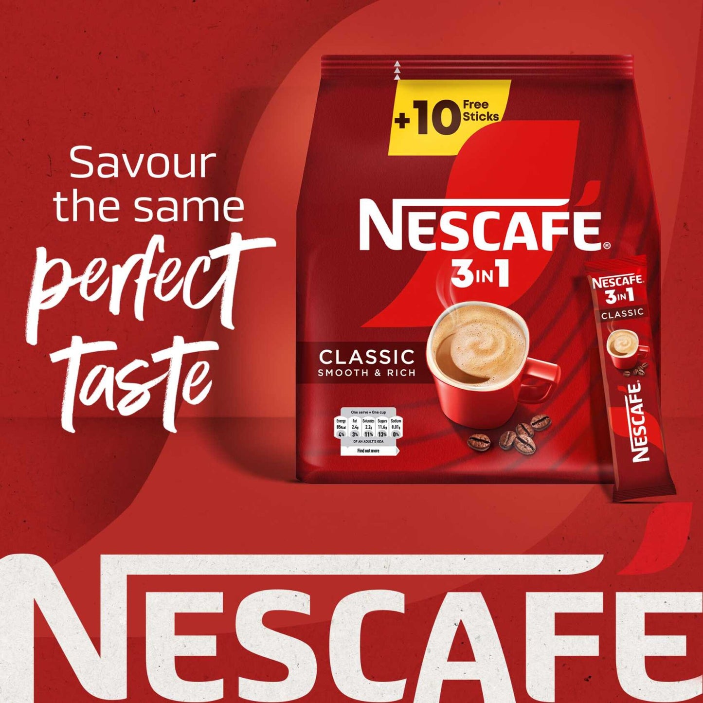 Nescafé 3in1 Classic Instant Coffee Sticks (30+10 Free) 40 x 20 gr