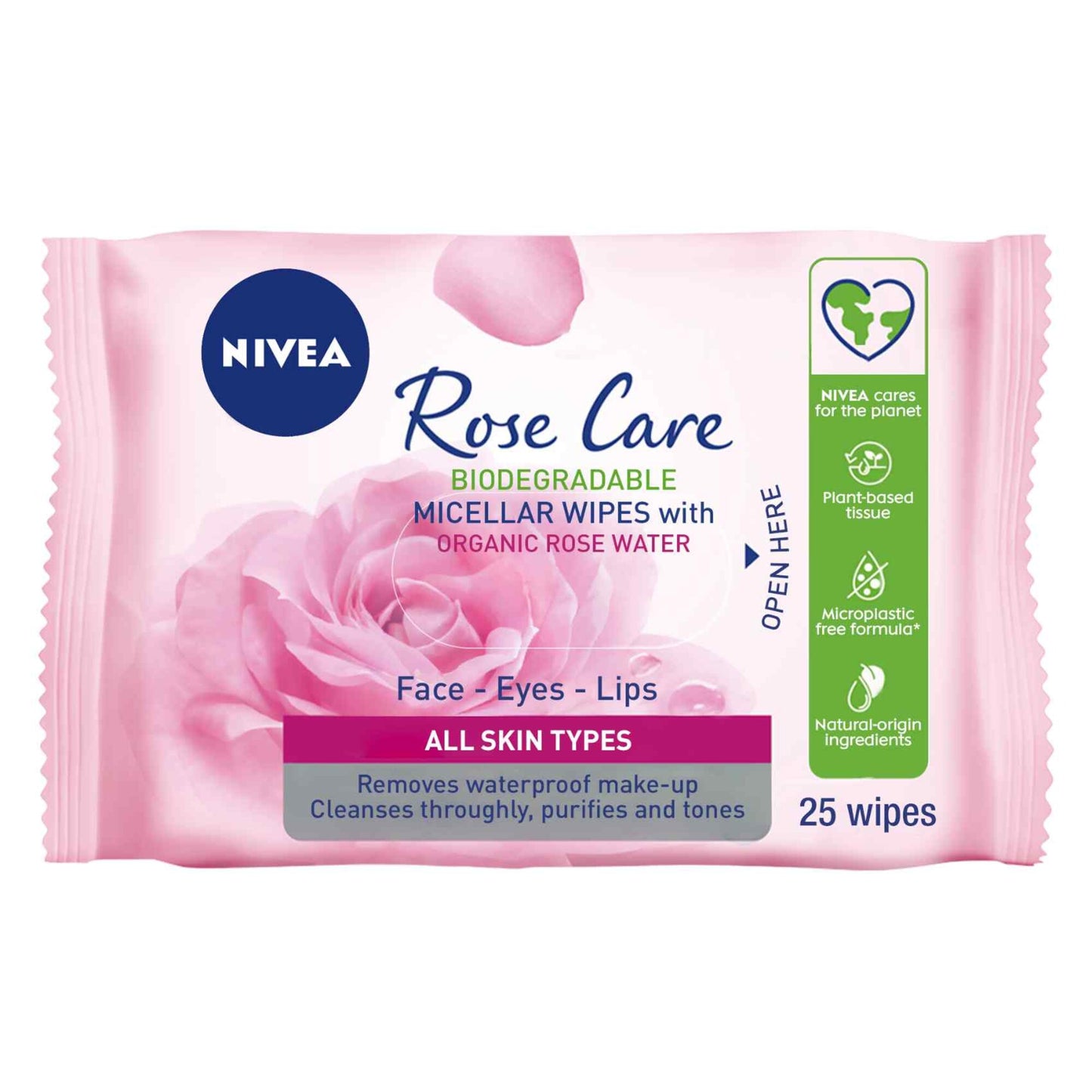 NIVEA Rose Care Face, Eyes & Lips Cleansing Wipes 25 wipes