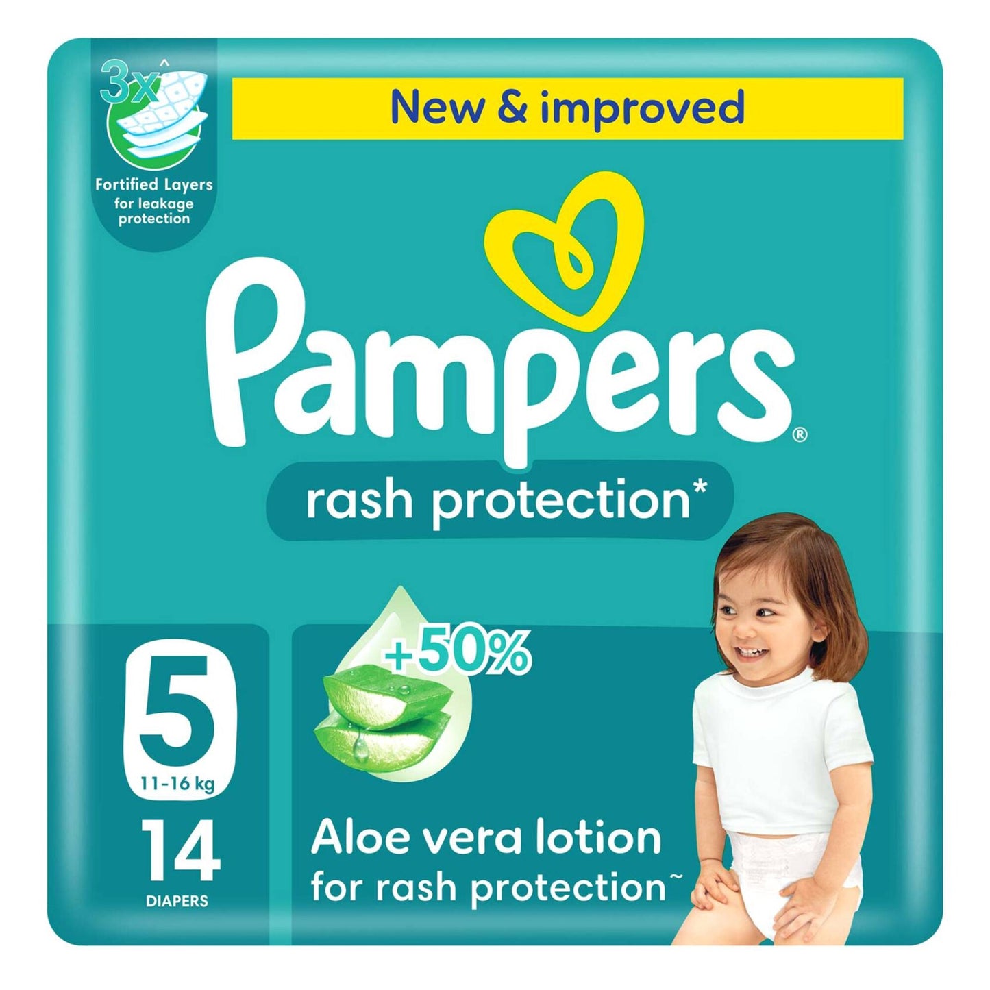 Pampers Rash Protection Baby Diapers with Aloe stage 5 14 per pack
