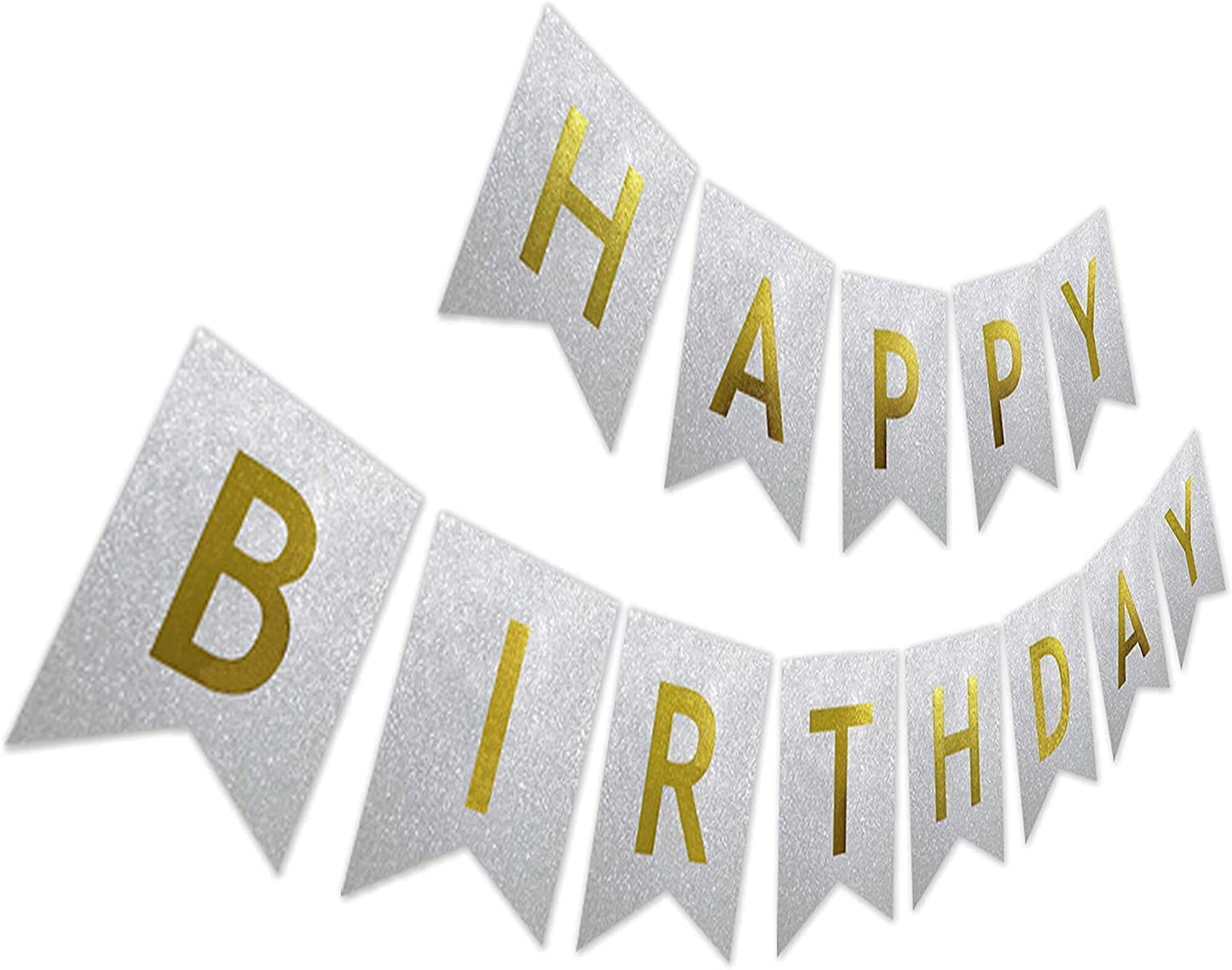 Party Time Silver & Gold Happy Birthday Banner 1 pcs