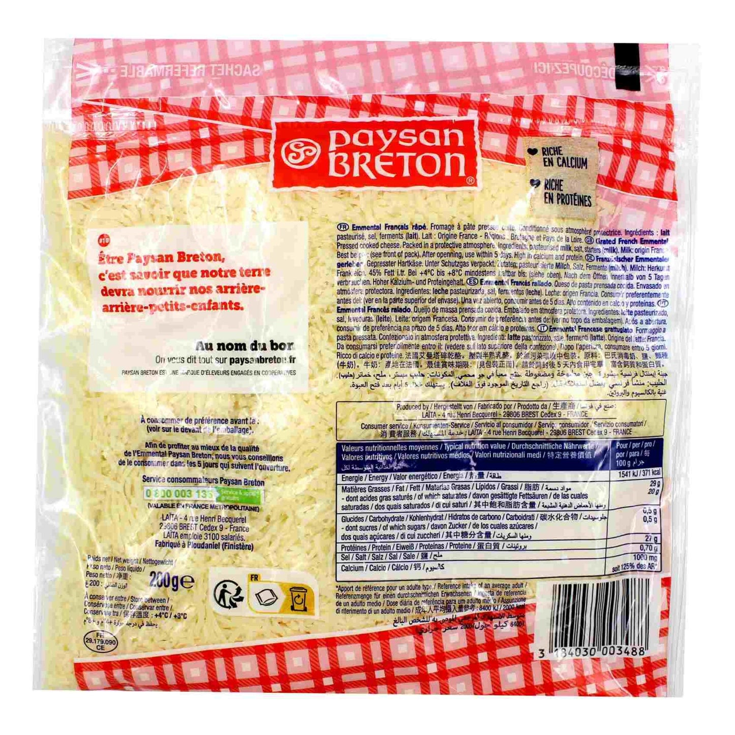 Paysan Breton Shredded Emmental Cheese 200g
