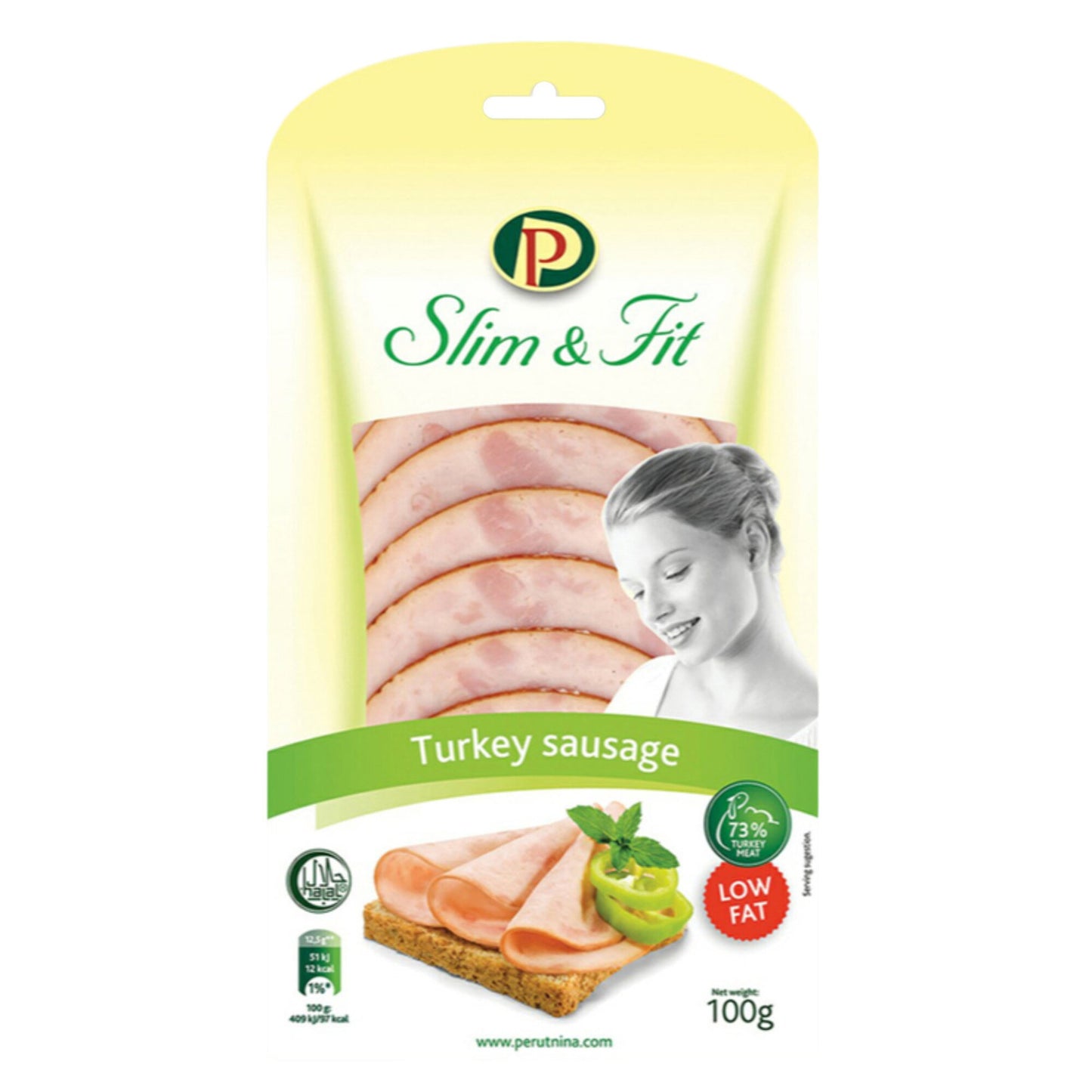 Perutnina Ptuj Slim & Fit Low Fat Turkey Sausage Slices 100 gr