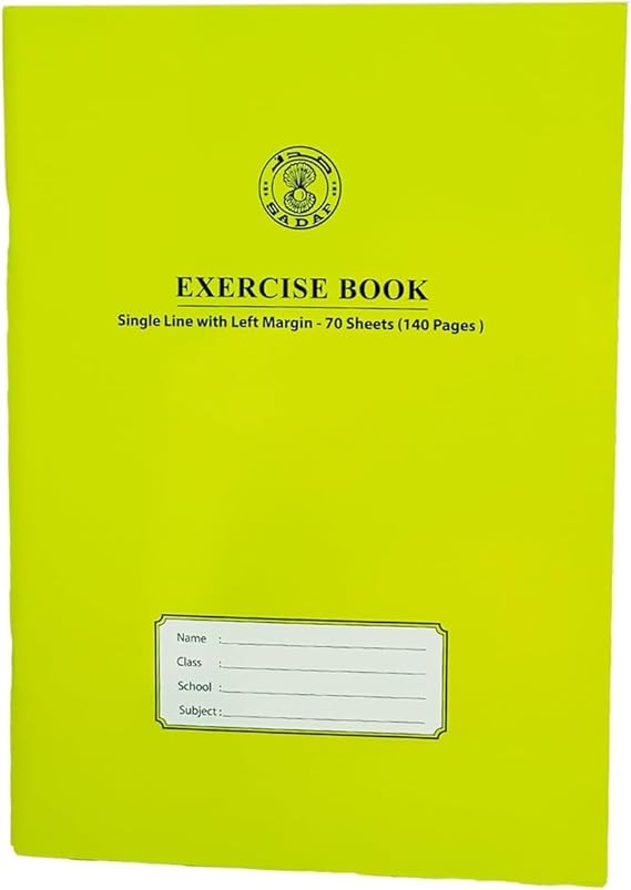 Sadaf A5 Yellow 4 Lined with Left Margin Exercise Book 1 pcs
