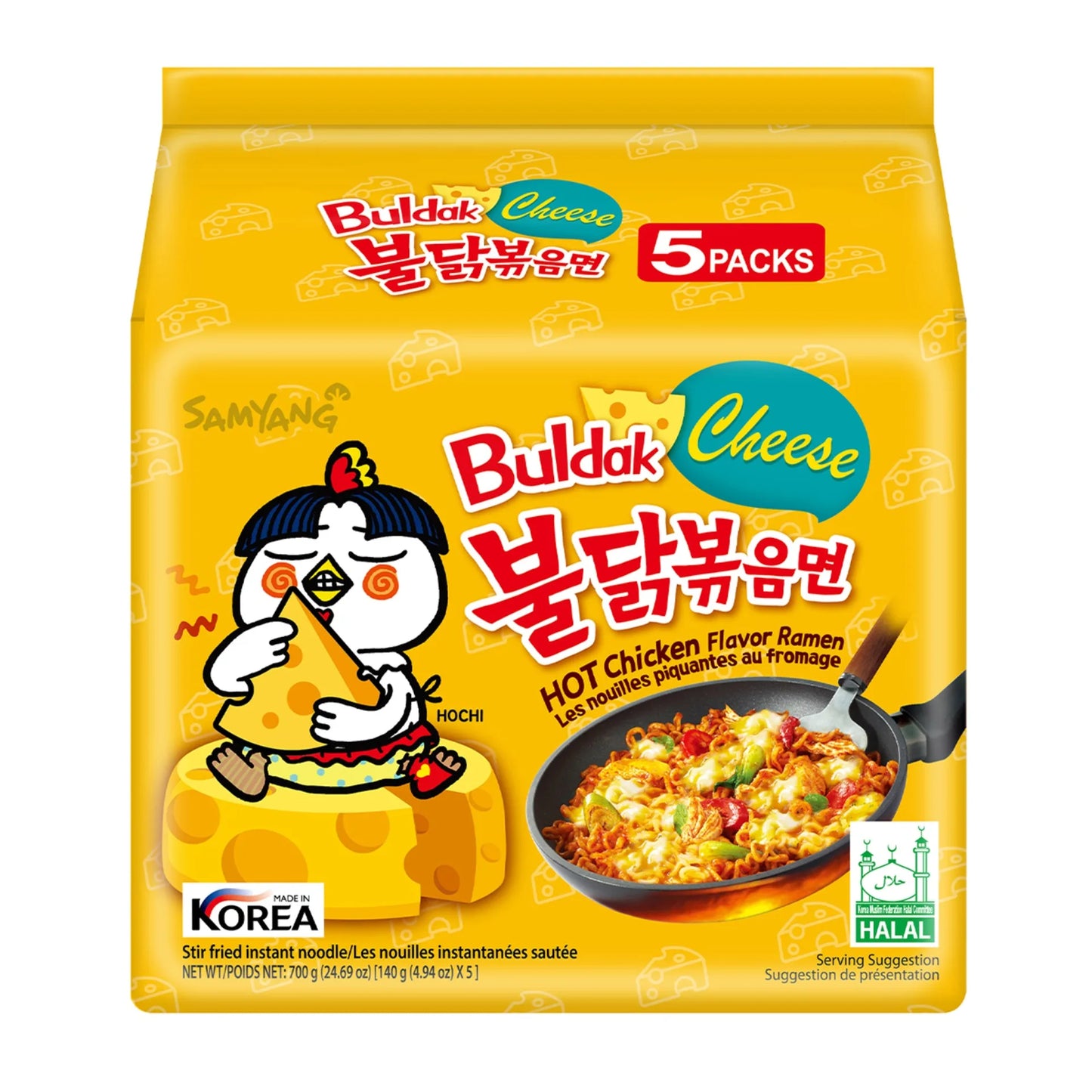 Samyang Buldak Instant Ramen Hot Chicken & Cheese 5 x 140 gr