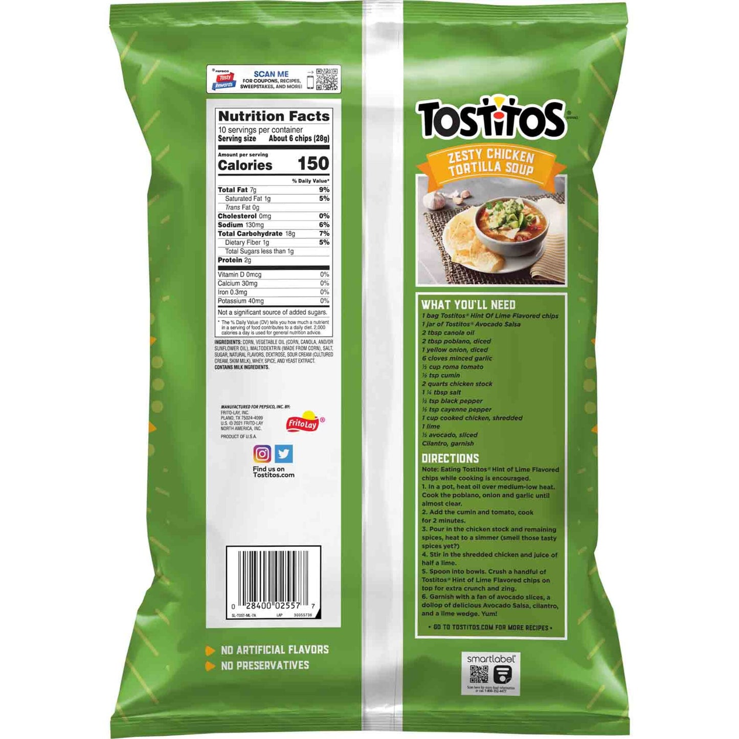 Tostitos Lime Flavoured Triangles Tortilla Chips, 283.5g