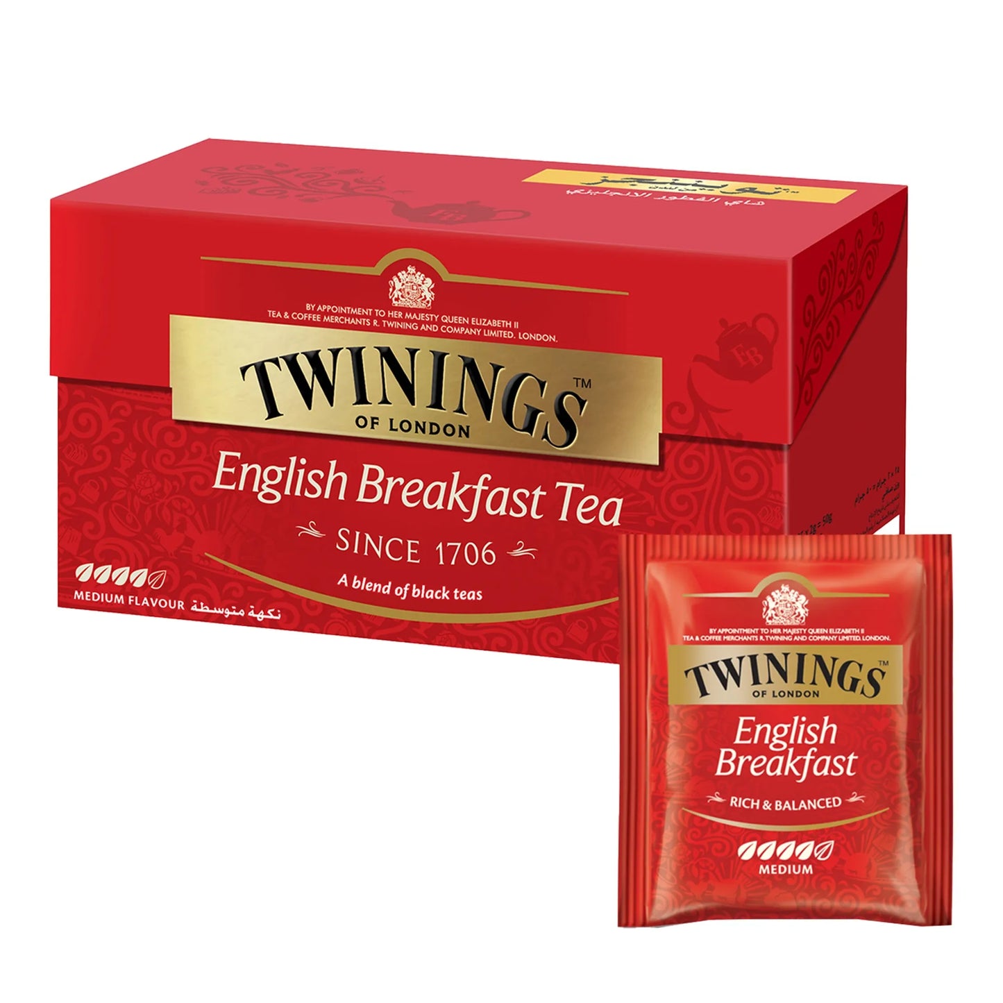 Twinings Medium English Breakfast Black Tea Bags 25 per pack