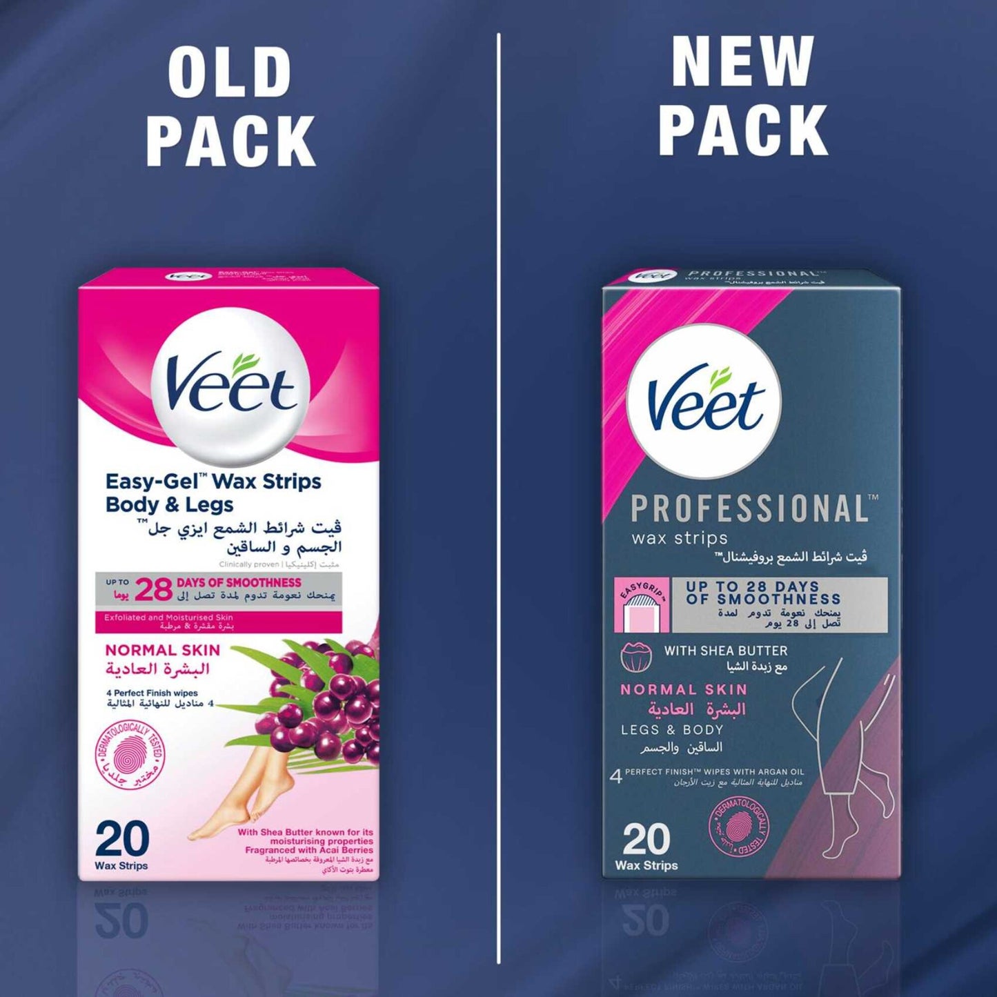 Veet Professional Legs & Body Wax Strips with Shea 20 per pack