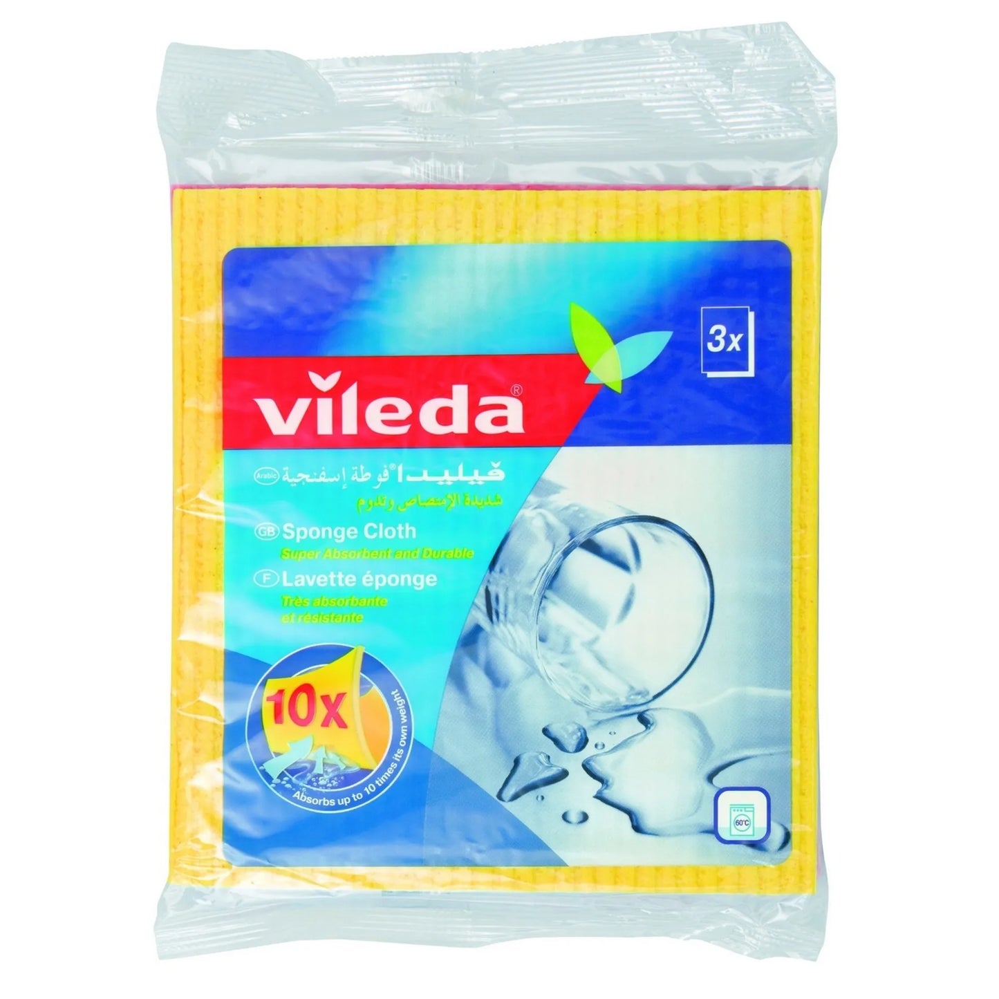 Vileda Biodegradable Super Absorbent Sponge Cloth 3 per pack